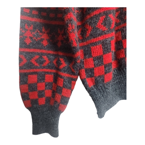 90s Vintage XL Aztec Print Crewneck Pullover Sweater Expressions Men Grey Red - Picture 3 of 6